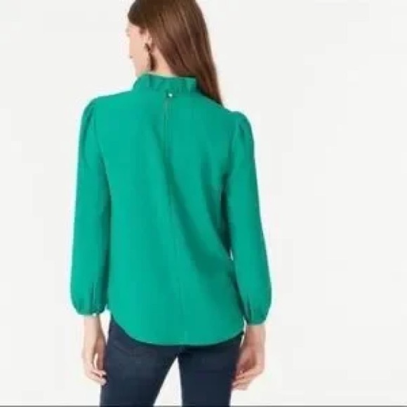 J.Crew ruffleneck top in 365 crepe - green - Picture 8 of 8